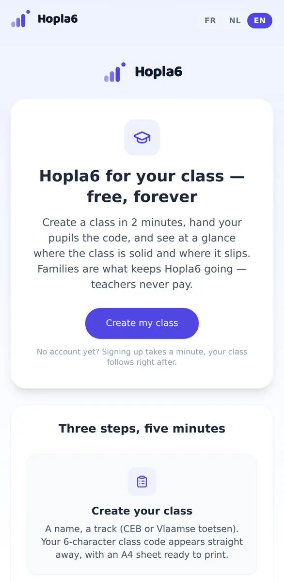 The teachers page and its button.