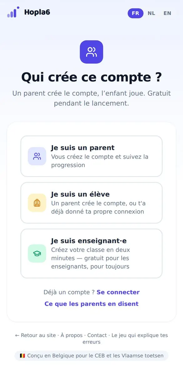 Les trois profils : parent, élève, enseignant.