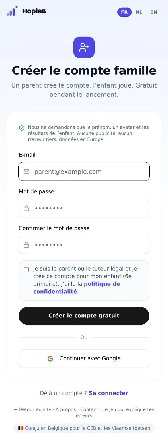 Le formulaire d'inscription.
