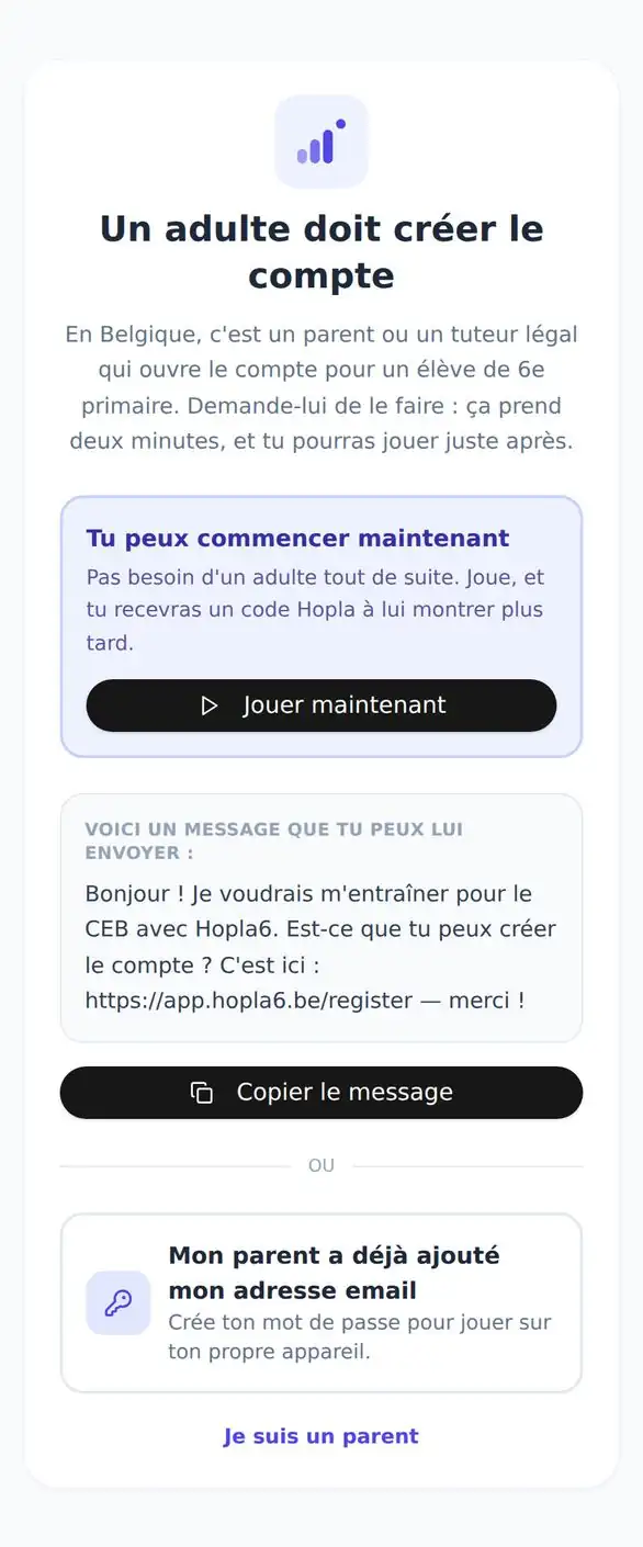 La page des élèves.