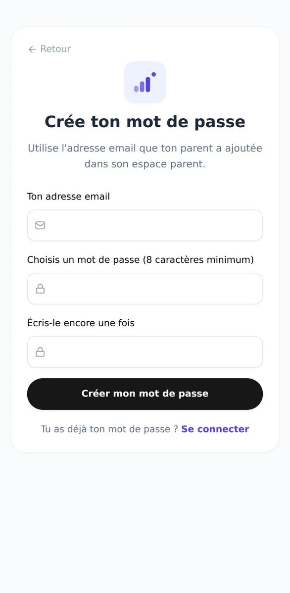 Ton adresse, ton mot de passe, deux fois.